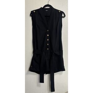 Guess Women’s Sz 28 Romper Shorts Black Button Up Nautical Indie Goth Resortwear